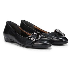 130$ Naturalizer Polly Flat Ballet Leather Slip On Shoes Size 5.5 US Black